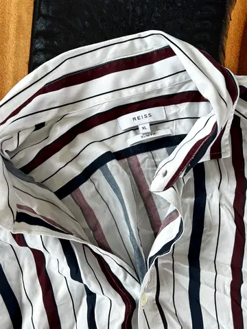 Reiss white striped button-up shirt (men's, size XL)
