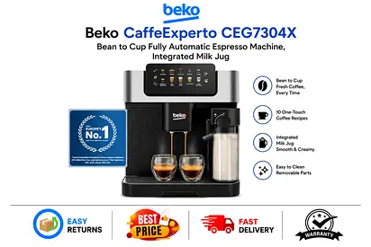 Beko CaffeExperto Auto Espresso Machine CEG7304X - Excellent Condition, Original Box, Accessories