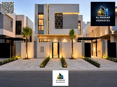 A luxurious villa including electricity, water, and central air conditioning, located directly opposite a mosque and on a main street, with modern des