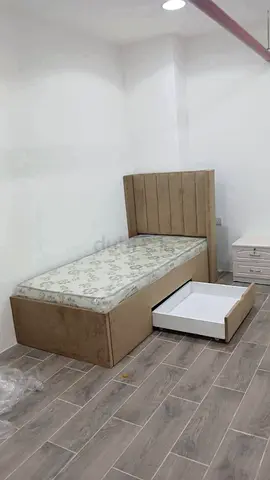 New Single bed with storage drawer and mattress - beige colour