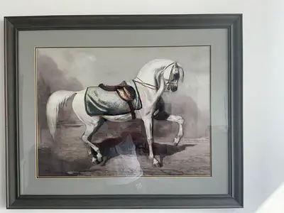 Framed Equestrian Horse Artwork - Large Print with Wooden Frame