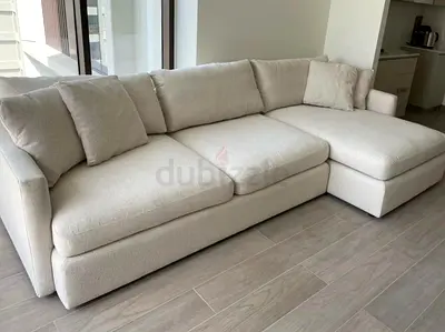 Top quality Crate&Barrel Lounge Deep feather filled L Shape Sofa Beige