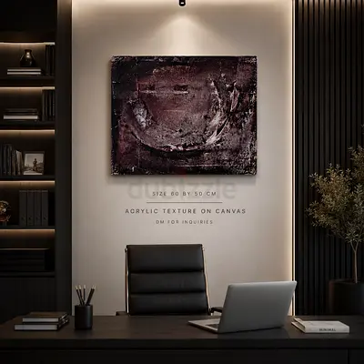 Abstract Acrylic Texture on Canvas 60x50 cm — Dark Minimal Wall Art