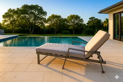 Outdoor Sun Lounger / Poolside Chaise with Cushion