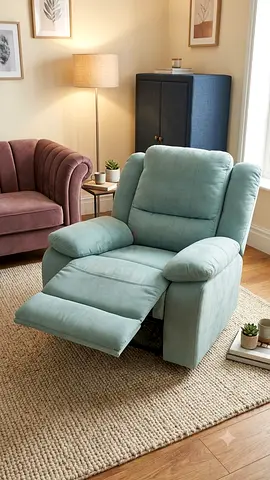 Light Blue Single Recliner Armchair - Comfortable Living Room Seat