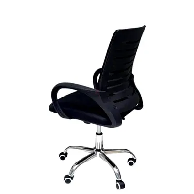 Black ergonomic office chair with mesh back and chrome base * 7 pieces