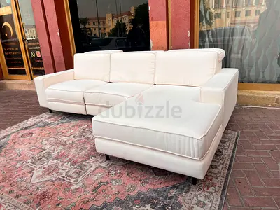 West Elm L Shape Sofa Beige Excellent Condition