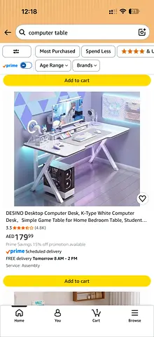 White K-Type Computer Desk — Modern Study & Gaming Table