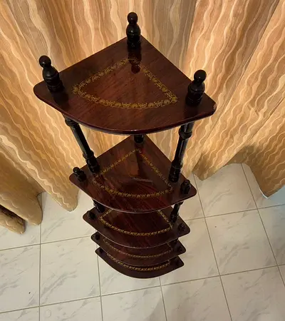 5 tier wooden corner display shelf
