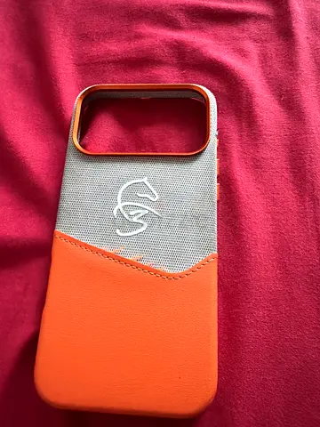 Orange and grey leather fabric phone case (protective cover) iPhone 17 pro max cover