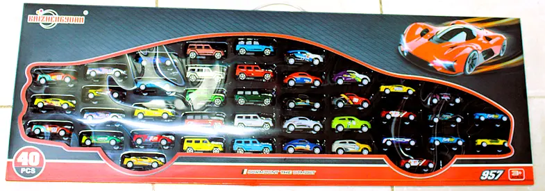 Set of 40 Mini Die-Cast Toy Cars in Display Box