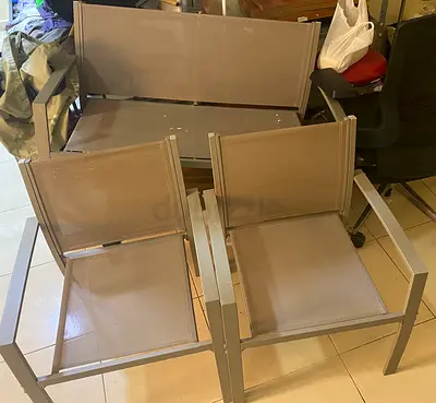 Set of 2 Modern Metal Frame Chairs with Mesh Seats (Indoor/Outdoor)