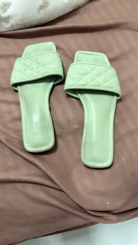 Mint green quilted slide sandals - size not marked, lightly used
