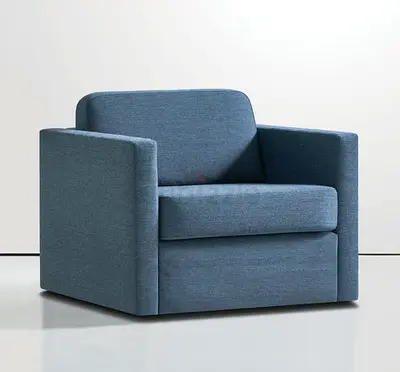 Modern blue single-seater armchair - clean lines