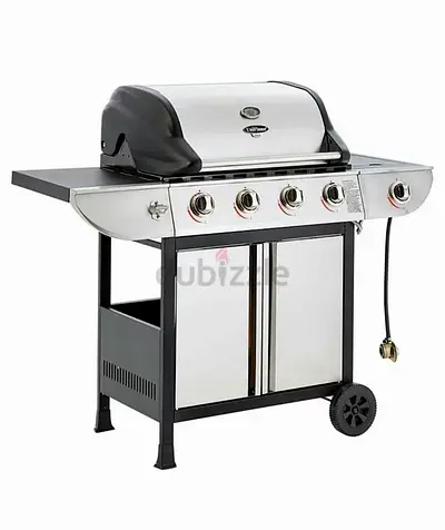 Uniflame Classic 4 Burner Gas BBQ with Side Burner – Stainless Steel