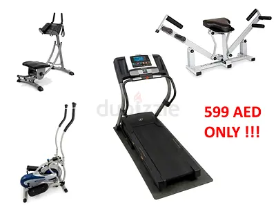 Home Gym Bundle: Treadmill, Elliptical, Ab/Row Machine and Multi Trainer - AED 599