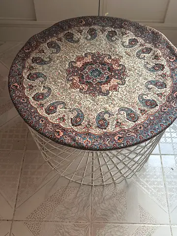 Modern White Wire Base Side Table with Decorative Fabric Top ikea