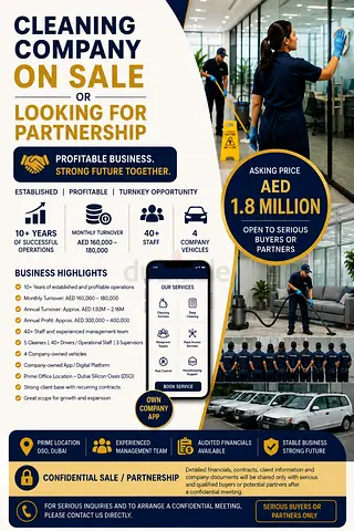 Profitable Cleaning Company for Sale / Partnership