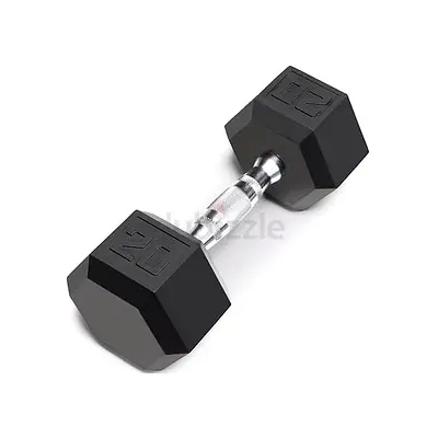 Rubber Hex Dumbell 45 Lbs Black