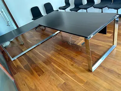 Large L-shaped Executive Office Desk with Chrome Legs