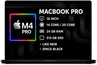 MacBook Pro M4 Pro 24GB RAM / 512GB SSD – 14/20 Core Space Black