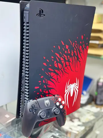 PlayStation 5 Slim Spider-Man Themed Console with Matching Controller