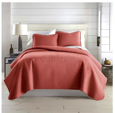 Oversized Quilt Cover Set with 1 Quilt Set and 2 Shams, Full/Queen, Marsala