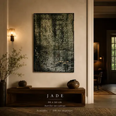 Original Abstract Acrylic Painting 'Jade' 60 x 90 cm