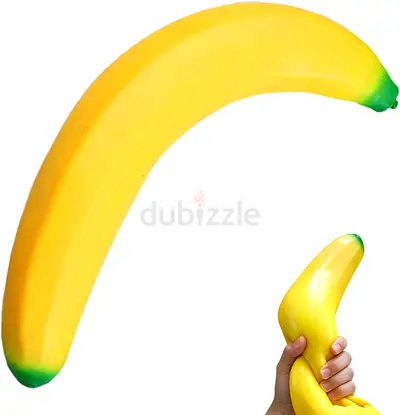 Large Squishy Banana Stress Toy — Soft Squeezable Decorative Plush Foam