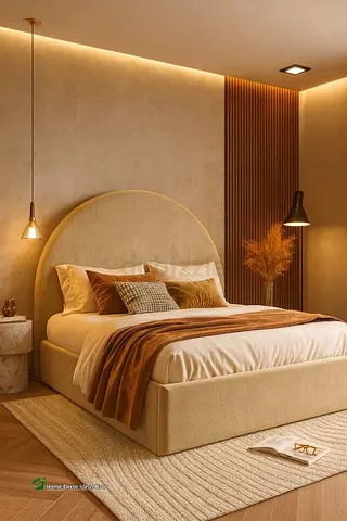Modern Upholstered Bed with Arched Headboard