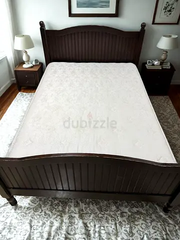 Pottery barn Wood Double Bed Frame with Headboard and Footboard - Dark Brown