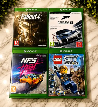 Set of 4 Xbox One Games: Fallout 4, Forza Motorsport 7, NFS Heat, LEGO City Undercover