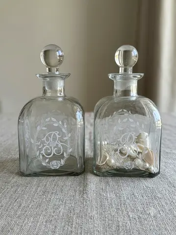 Set of 2 Vintage Glass Apothecary Jars with Stoppers