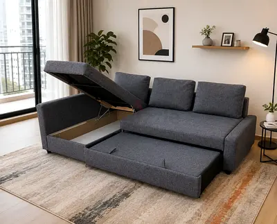 Modern L-Shape Sofa Bed with Storage