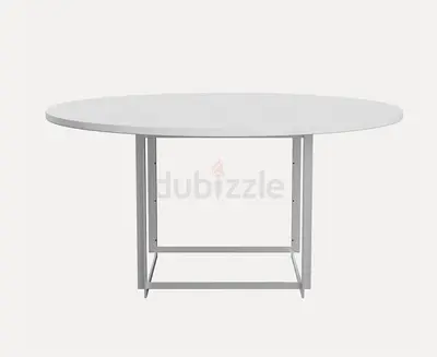 Fritz Hansen PK54 Dining Table by Poul Kjærholm, steel rolled marble, white, 140x69cm