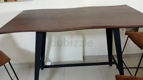 Modern Wood Bar Table with Live Edge Finish