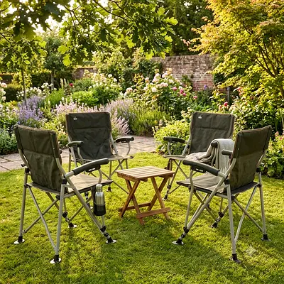 Set of 4 olive green Paradiso Colonel Fred camping chairs (60 x 60 x 90 cm)