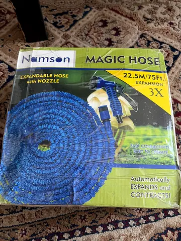 Nimson Magic Expandable Garden Hose 22.5m (75ft) with Spray Nozzle - Blue