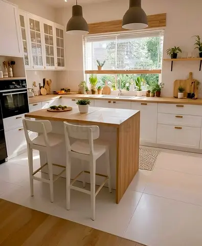 IKEA-style white kitchen island storage