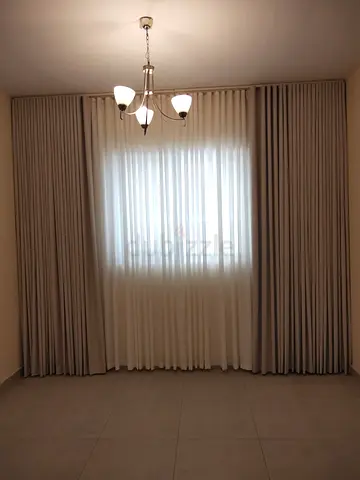 Full-length Beige Fabric Curtains with Sheer Lining - Brand New