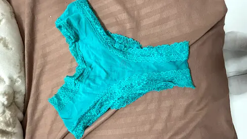 Teal lace women's thong underwear - gently used, size unknown