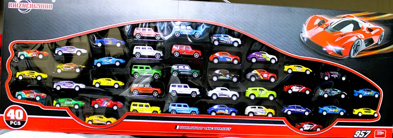 Set of 40 Mini Die-Cast Toy Cars in Display Box