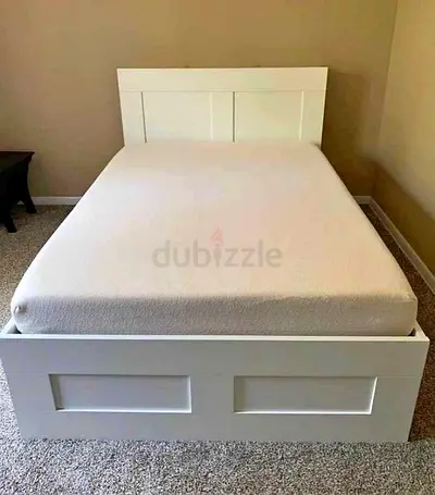 IKEA White BRIMNES Double Storage Bed with IKEA Mattress 140 x 200 cm