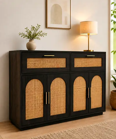 Rattan console cabinet
