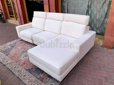 Same like new Condition West Elm L Shape Sofa Beige with Electric recliner