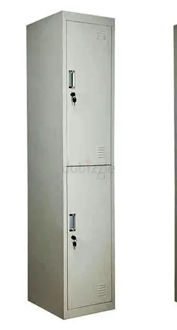 Metal Two-Compartment Locker - Steel Storage Cabinet with Locks