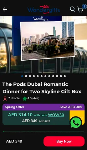 WonderGifts voucher (Dining for 2 at The Pods, Dubai)