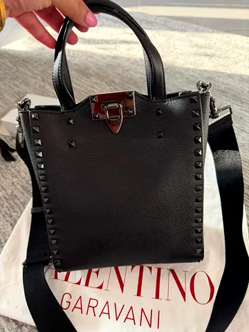 Valentino Small Rockstud Tote Bag Black