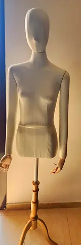 Female torso mannequin with wooden stand - full arm display