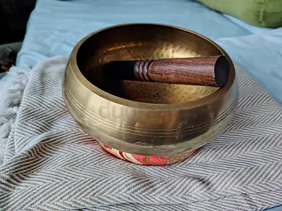 URGENT: MOVING OUT SALE - Large Vintage Tibetan Singing Bowl with Wooden Mallet